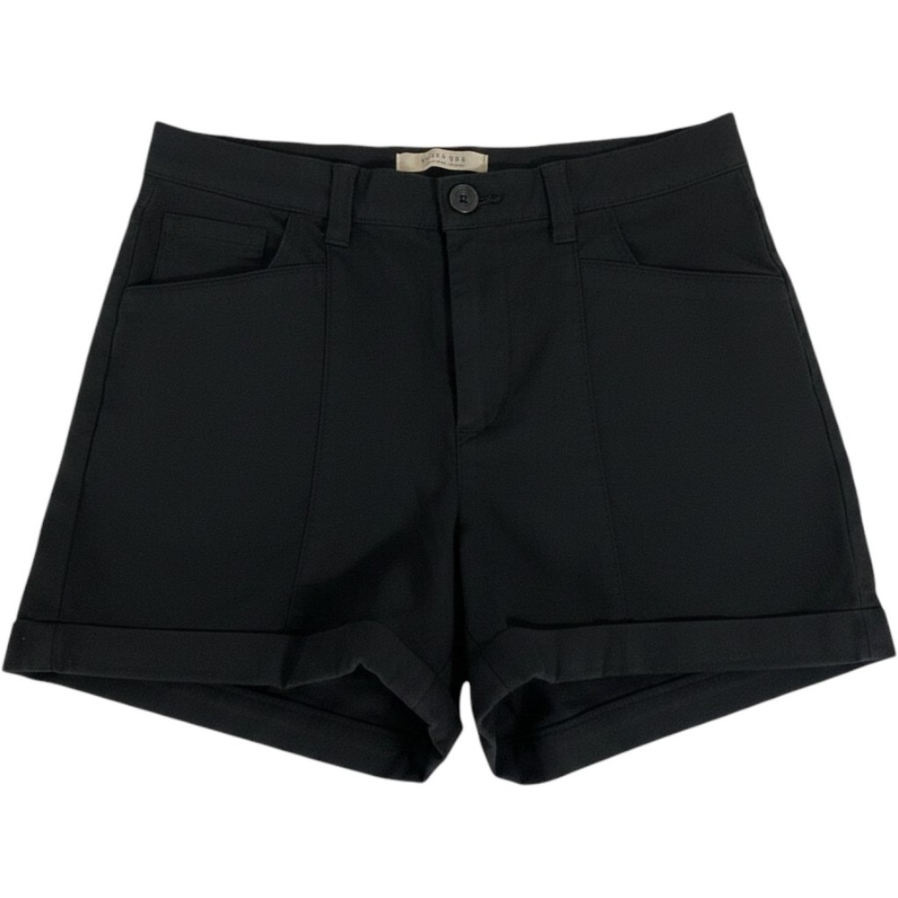 Active USA Black High Waisted Cuffed Shorts P10328 Medium